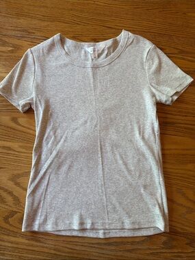 Market & Spruce Light Heather Gray Ribbed Crew Neck Tee